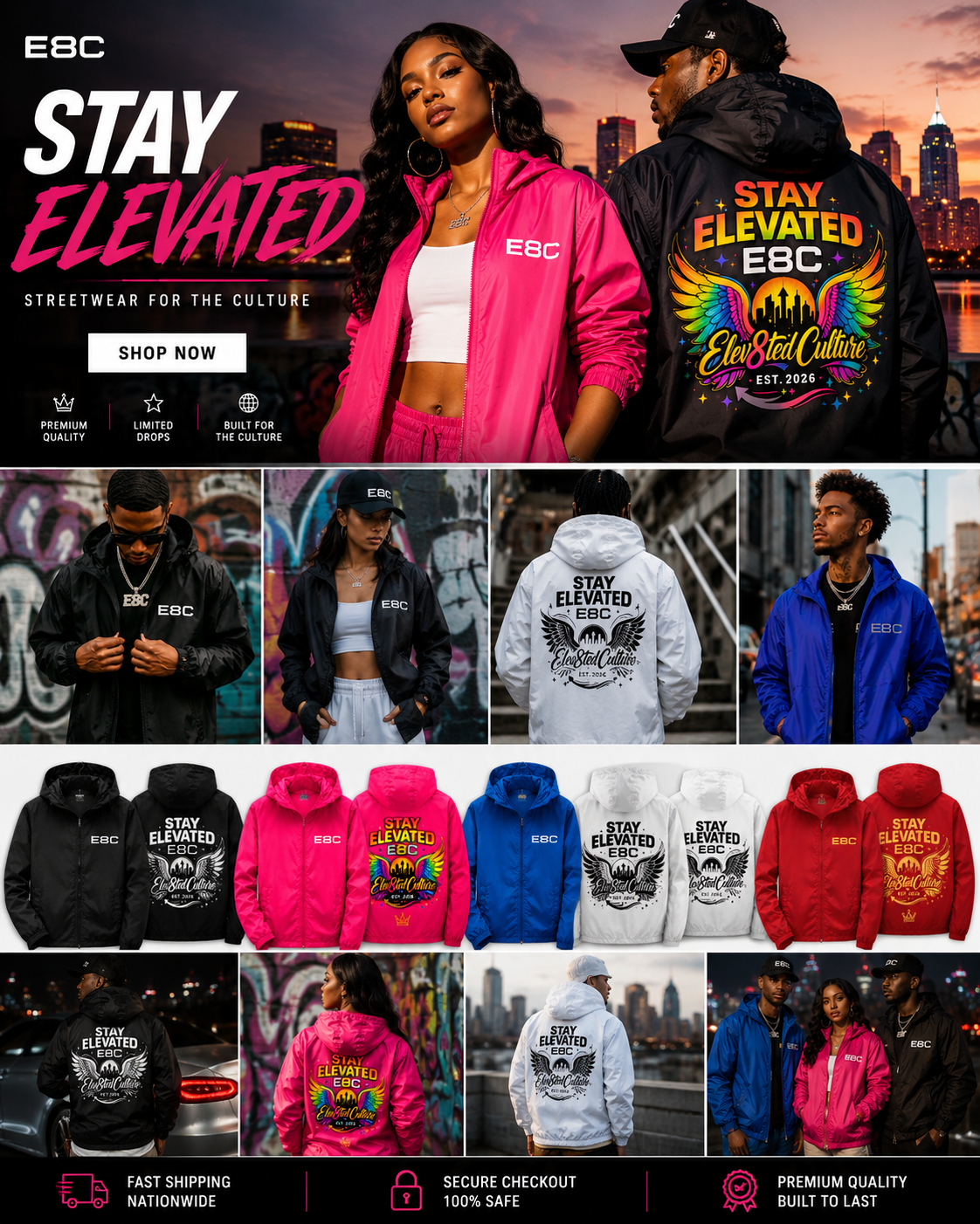 E8C Stay Elevated Windbreaker Jacket