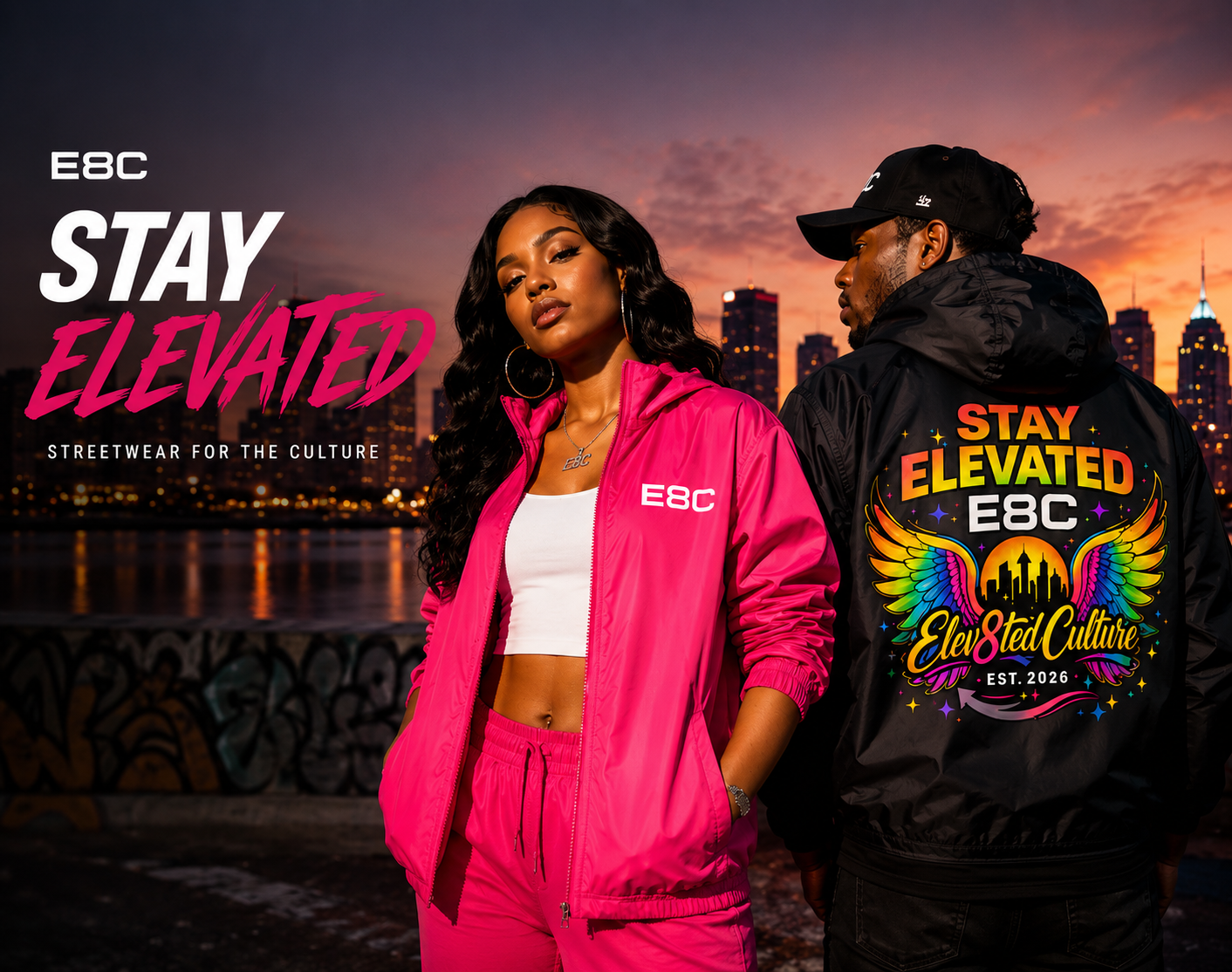 E8C Two-Piece Tracksuit Set | Elav8ted Culture Women's Streetwear